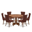 Pemberly Row 7-Piece Kitchen Table Set with Faux Leather Chairs in Walnut