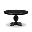 Pemberly Row 7-Piece Round Dining Set in Black Linen Upholstery
