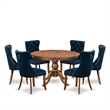 Pemberly Row 7-Piece Dining Table Set with Rubberwood in Walnut Finish