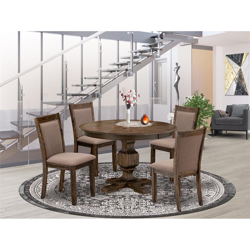 Pemberly Row 5-Piece Acacia Wood Dining Set in Jacobean/Coffee Finish