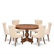 Pemberly Row 7-Piece Kitchen Set in Walnut Finish with Upholstered Chairs