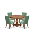 Pemberly Row 5-Piece Dining Set in Walnut Finish with Faux Leather Seating