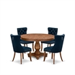 Pemberly Row 5-Piece Dining Set in Walnut with Faux Leather Chairs
