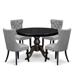 Pemberly Row 5-Piece Round Dining Set in Sand-Blasted Black Finish