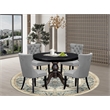 Pemberly Row 5-Piece Round Dining Set in Sand-Blasted Black Finish