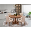Pemberly Row 5-Piece Modern Rubberwood Dining Set in Walnut Finish
