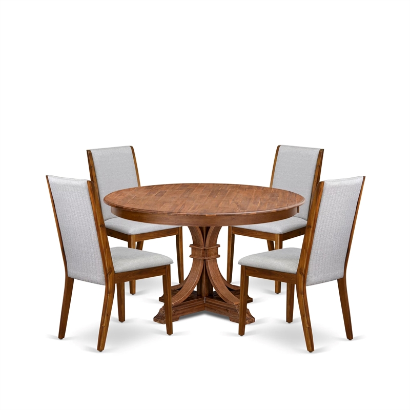 Pemberly Row 5-Piece Mid-Century Rubberwood Dining Set in Walnut Finish