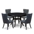 Pemberly Row 5-Piece Sand Blasted Black Dining Set with Faux Leather Chairs