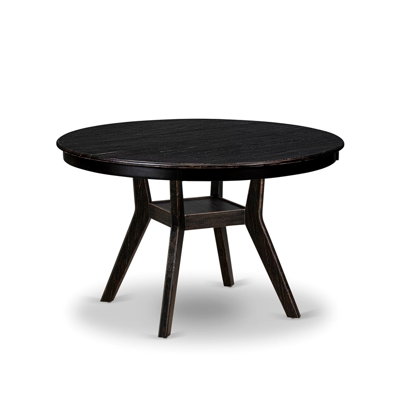 Pemberly Row 5-Piece Sand Blasted Black Dining Set with Faux Leather Chairs