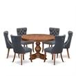 Pemberly Row 7-Piece Kitchen Set with Rubber Wood in Walnut Finish