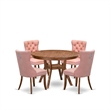 Pemberly Row 5-Piece Walnut Dining Set with Faux Leather Chairs