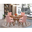 Pemberly Row 5-Piece Walnut Dining Set with Faux Leather Chairs