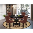Pemberly Row 5-Piece Black Dining Set with Faux Leather Parson Chairs