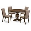 Pemberly Row 5-Piece Wooden Dining Set in Distressed Jacobean Finish
