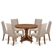 Pemberly Row 7-Piece Round Dining Table Set in Antique Walnut Finish
