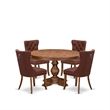 Pemberly Row 5-Piece Kitchen Dining Set with Faux Leather Chairs in Walnut