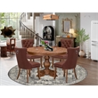 Pemberly Row 5-Piece Kitchen Dining Set with Faux Leather Chairs in Walnut