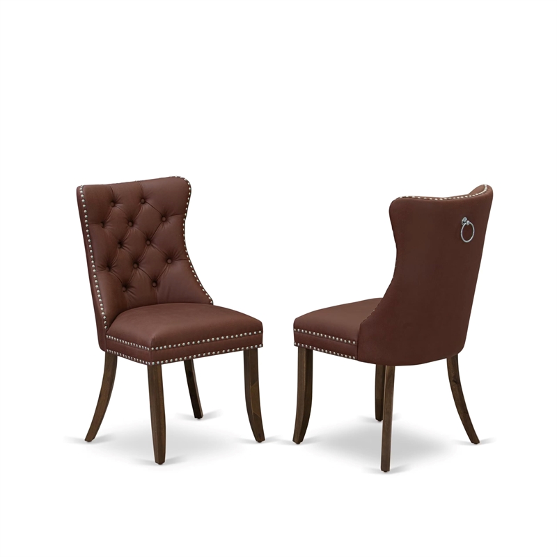 Pemberly Row 5-Piece Kitchen Dining Set with Faux Leather Chairs in Walnut