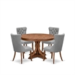 Pemberly Row 5-Piece Dining Set with Faux Leather Chairs in Walnut Wood