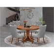 Pemberly Row 5-Piece Dining Set with Faux Leather Chairs in Walnut Wood