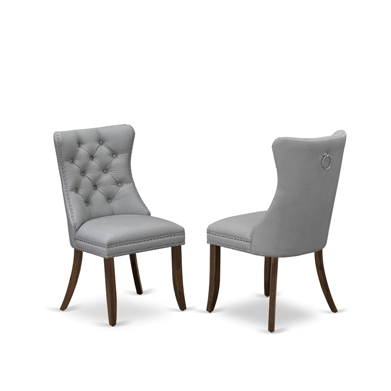 Pemberly Row 5-Piece Dining Set with Faux Leather Chairs in Walnut Wood