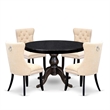 Pemberly Row 5-Piece Kitchen Dining Set with Acacia Wood in Black Finish