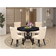 Pemberly Row 5-Piece Kitchen Dining Set with Acacia Wood in Black Finish
