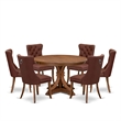 Pemberly Row 7-Piece Walnut Dining Set with Faux Leather Upholstered Chairs