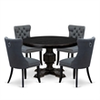 Pemberly Row 5-Piece Dining Set in Black Wood Finish with Faux Leather