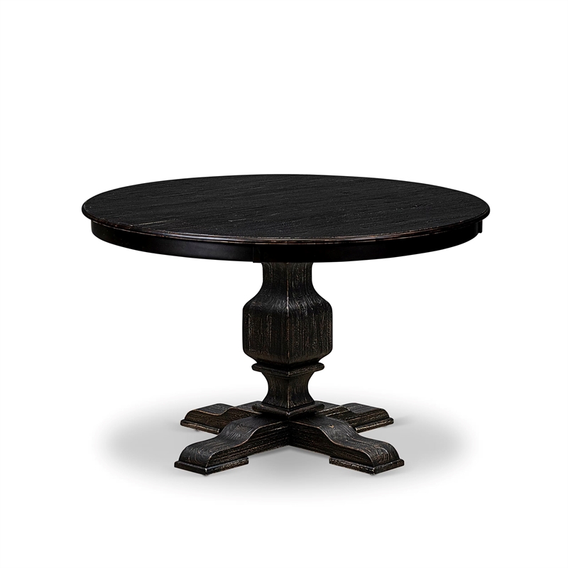 Pemberly Row 5-Piece Dining Set in Black Wood Finish with Faux Leather