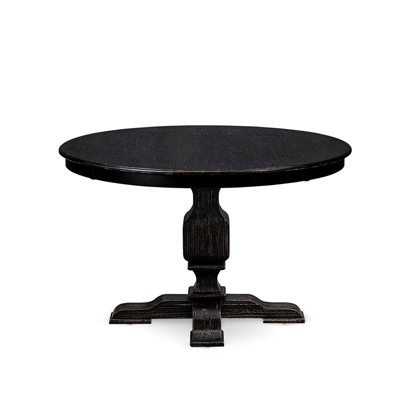 Pemberly Row 5-Piece Dining Set in Black Wood Finish with Faux Leather
