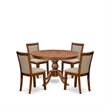 Pemberly Row 5-Piece Kitchen Dining Set in Antique Walnut Rubberwood