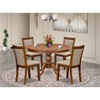 Pemberly Row 5-Piece Kitchen Dining Set in Antique Walnut Rubberwood