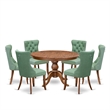 Pemberly Row 7-Piece Modern Dining Set with Faux Leather Chairs in Walnut
