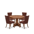 Pemberly Row 5-Piece Dining Room Set in Solid Wood & Walnut Finish