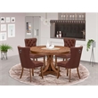 Pemberly Row 5-Piece Dining Room Set in Solid Wood & Walnut Finish