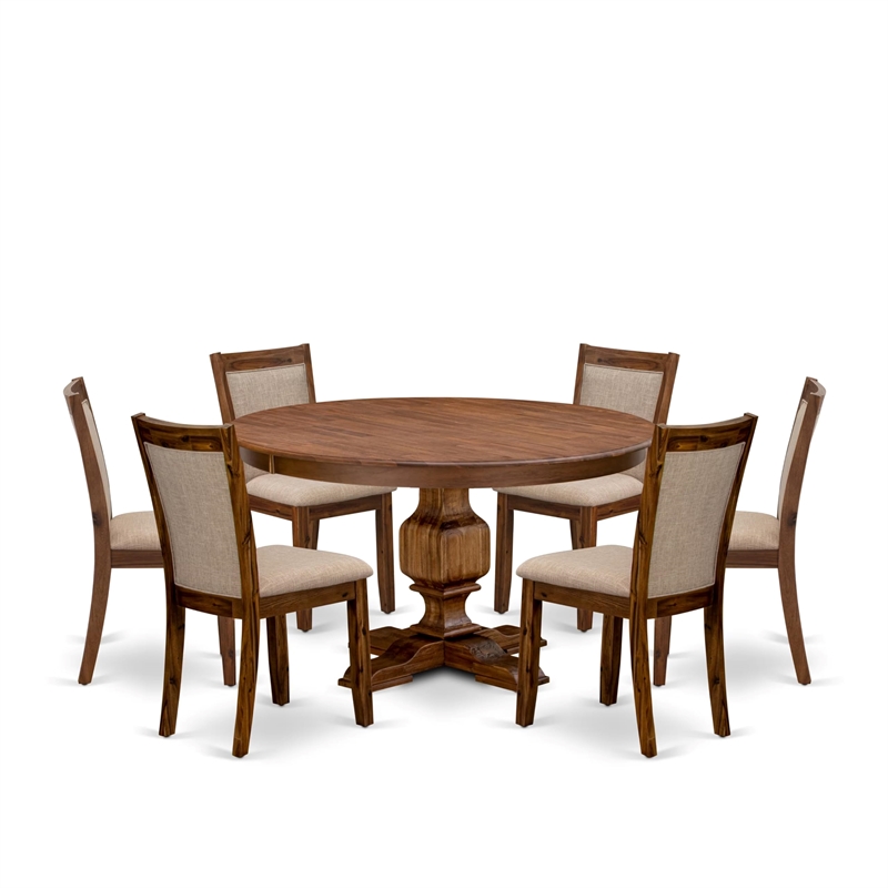 Pemberly Row 7-Piece Mid-Century Kitchen Table Set with Walnut Finish