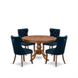 Pemberly Row 5-Piece Rubberwood Dining Set in Walnut with Faux Leather