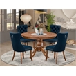 Pemberly Row 5-Piece Rubberwood Dining Set in Walnut with Faux Leather