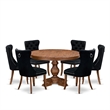 Pemberly Row 7-Piece Dining Table Set Rubber Wood Antique Walnut Finish