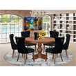 Pemberly Row 7-Piece Dining Table Set Rubber Wood Antique Walnut Finish