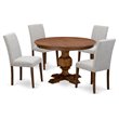 Pemberly Row 5-Piece Dining Set with Linen Upholstery in Antique Walnut