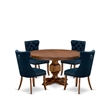 Pemberly Row 5-Piece Mid-Century Wood Dining Set in Walnut Finish