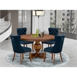 Pemberly Row 5-Piece Mid-Century Wood Dining Set in Walnut Finish