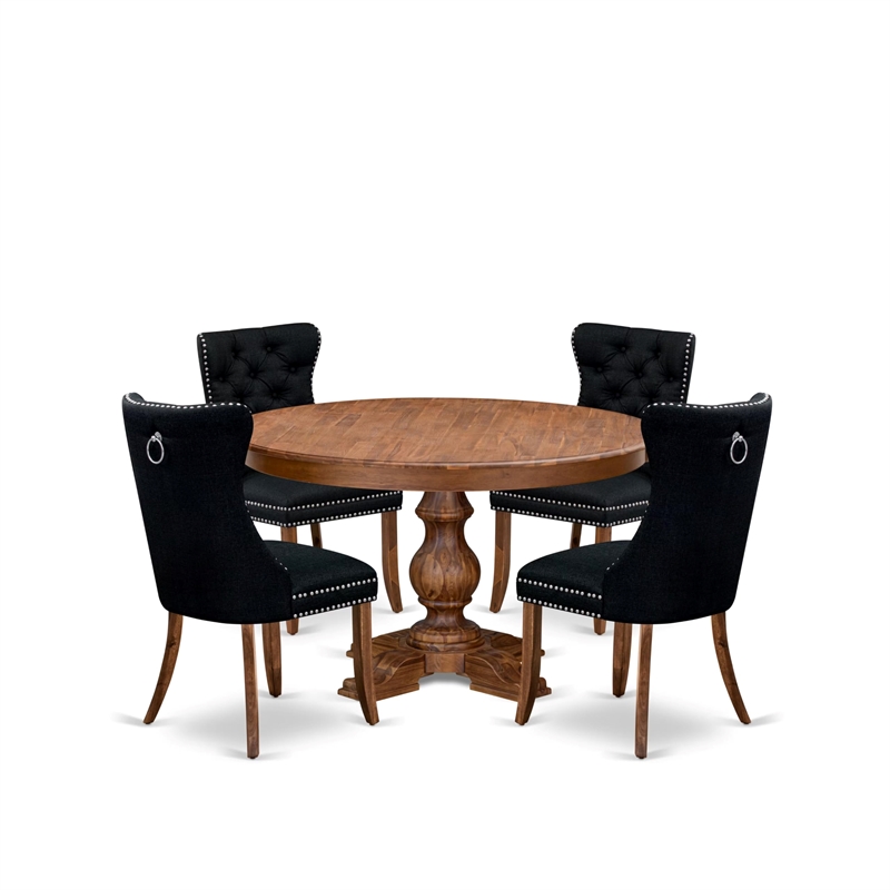 Pemberly Row 5-Piece Mid-Century Dining Set in Walnut for Four People