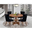 Pemberly Row 5-Piece Mid-Century Dining Set in Walnut for Four People