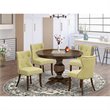 Pemberly Row 5-Piece Dining Set with Round Table in Jacobean Finish