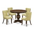 Pemberly Row 5-Piece Dining Set with Round Table in Jacobean Finish