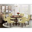 Pemberly Row 7-Piece Round Dining Set with Pedestal Table in Jacobean
