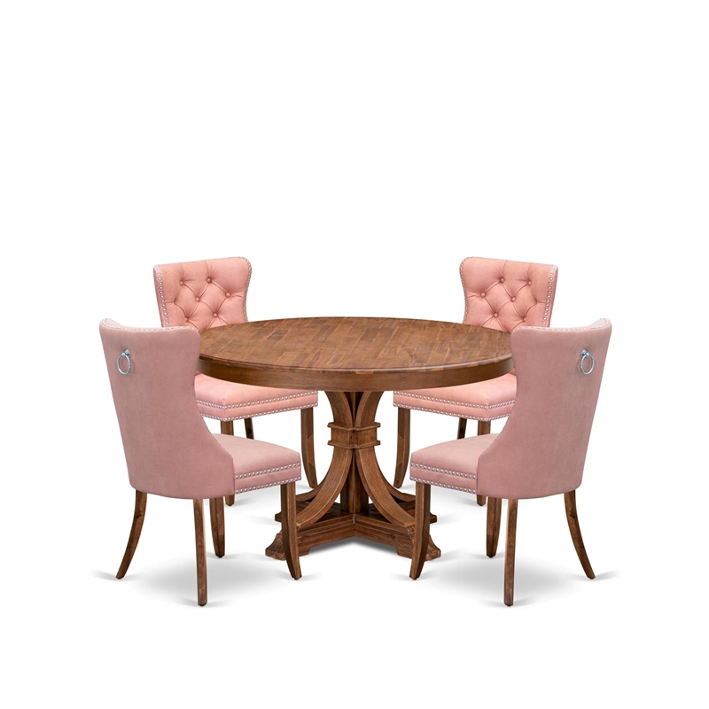 Pemberly Row 5-Piece Rubberwood Dining Room Set in Walnut Finish